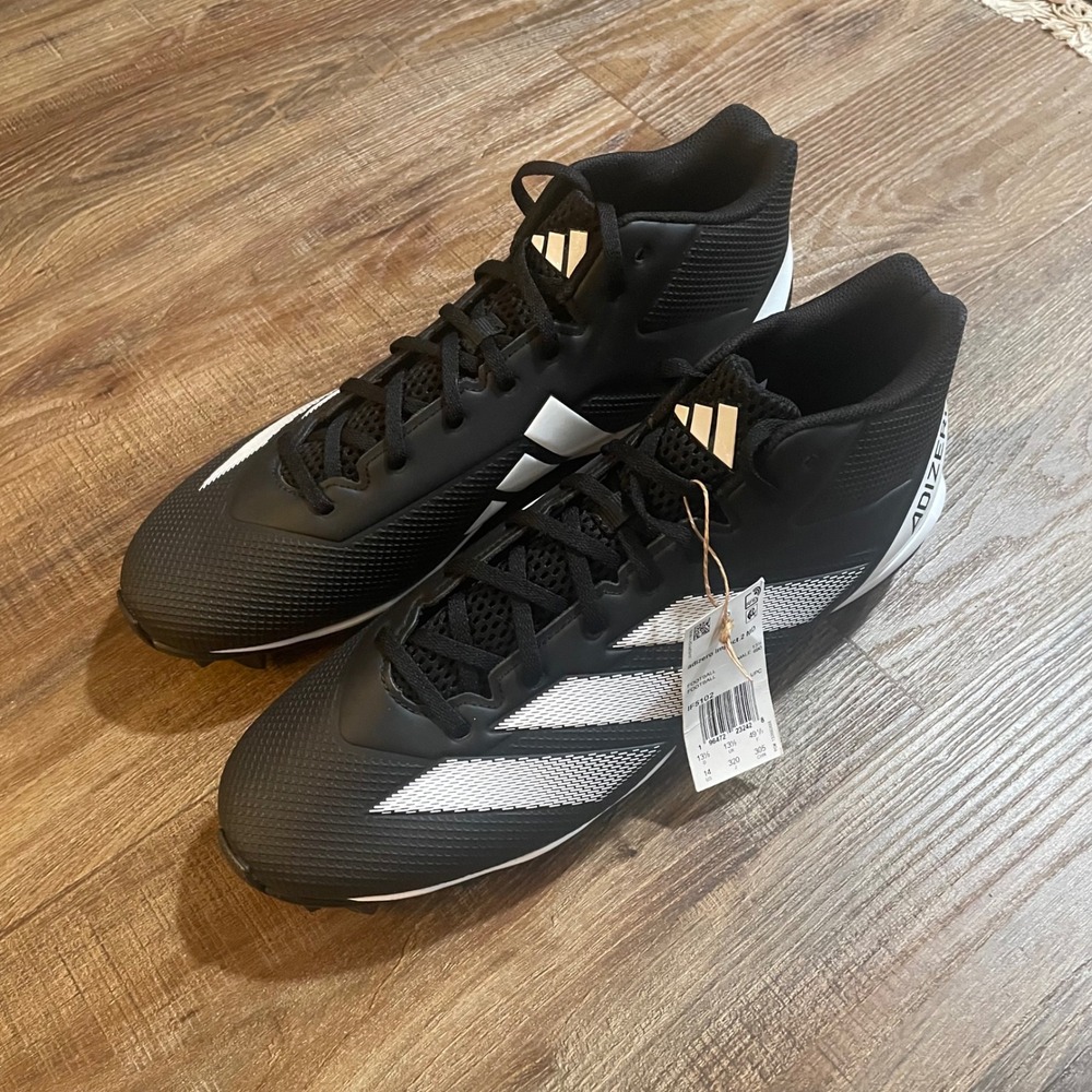 Adidas Adizero Black White Men's Football Cleats Mid Top Size 14‎